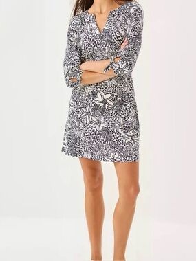 NWT Lilly Pulitzer XL CATH 3/4 SLEEVE DRESS 👗 in “Onyx Lots To Spot” NWT sz XL